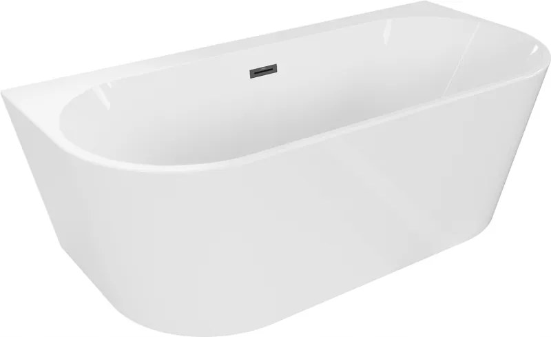 Mexen Oval+ 170x80 cm voľne stojaca vaňa, biela, čierny prepad