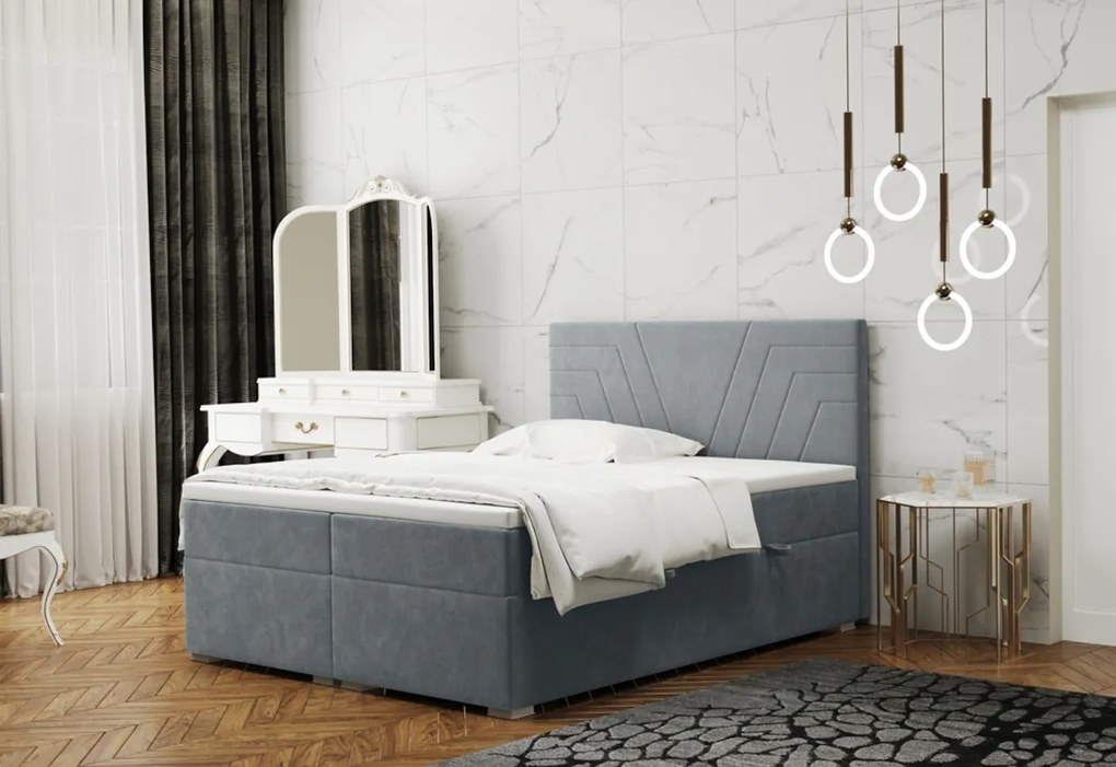 Čalúnená posteľ boxspring CASTEL + topper, 140x200, matt velvet 83