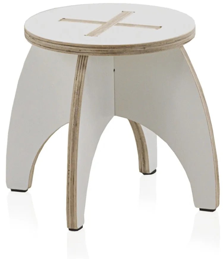 Biela detská stolička z preglejky Geese Piper, ⌀ 30 cm
