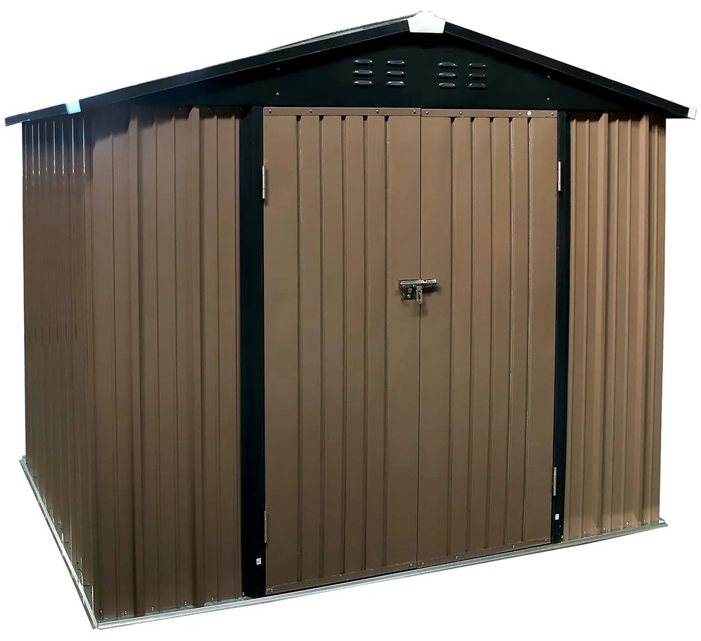 Plechový záhradný domček Toolster 186x239x188 cm - hnedá / čierna