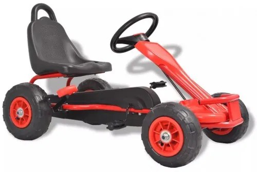 vidaXL Detská šľapacia motokára s pneumatikami, červená-