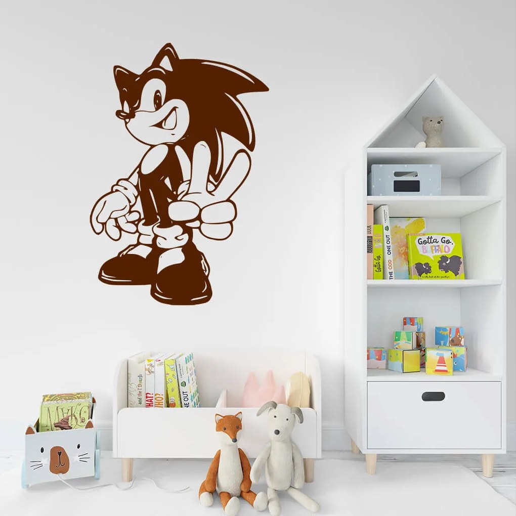 Veselá Stena Samolepka na stenu na stenu Postava Ježko Sonic Farba: černá