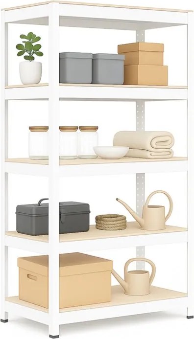 Akcia 10x Regál 180x90x40 cm lakovaný 5-policový, nosnosť 875 kg - biely