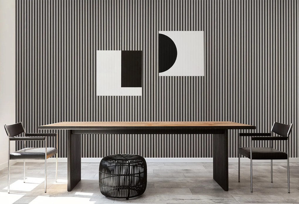 Drevený akustický panel, 2400 x 600 mm, čierny podklad, dub grafitový