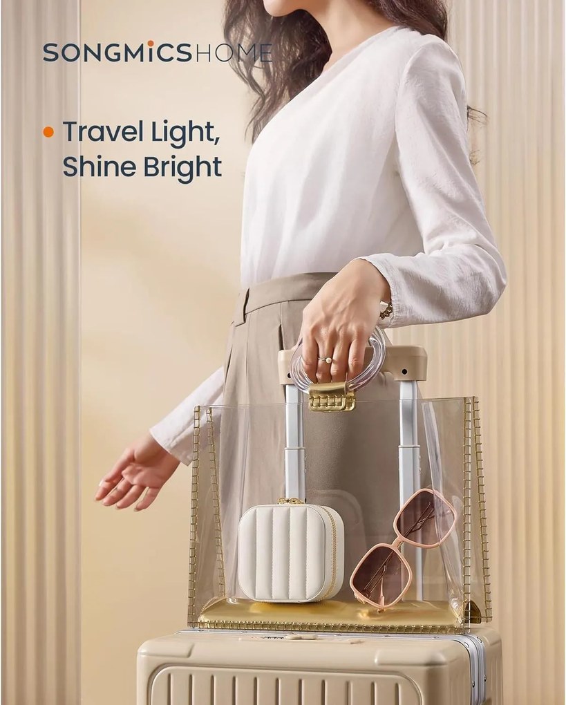 Cestovná šperkovnica ANAH, malý organizér na šperky so zrkadlom, biela