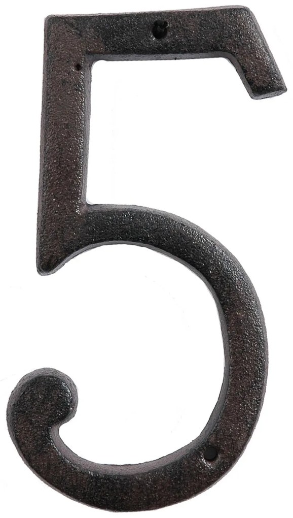 Hnedé nástenné liatinové číslo 5 - 7*1*14 cm