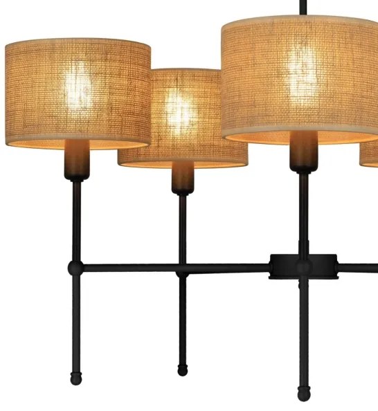 Luster na tyči MADELA 5xE14/40W/230V juta/čierna