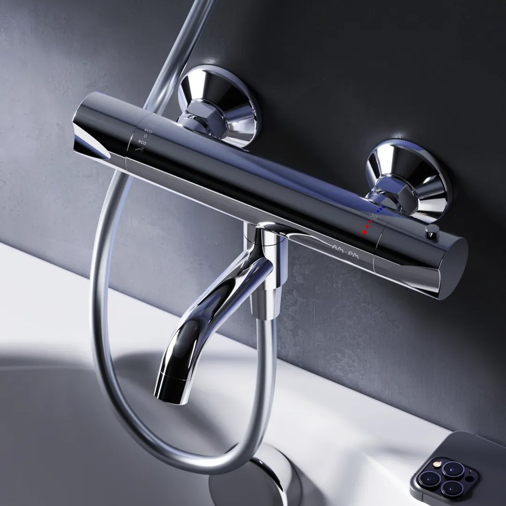 Vaňová a sprchová batéria AM.PM Hit FTA50000 termostat, chróm