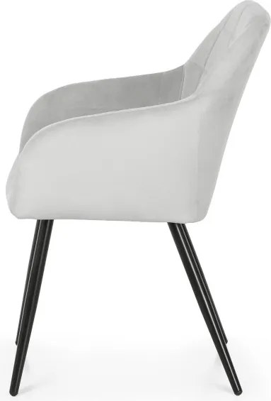 Sada šiestich jedálenských stoličiek LUXANO zamatové, sivé / čierne nohy (6 ks)