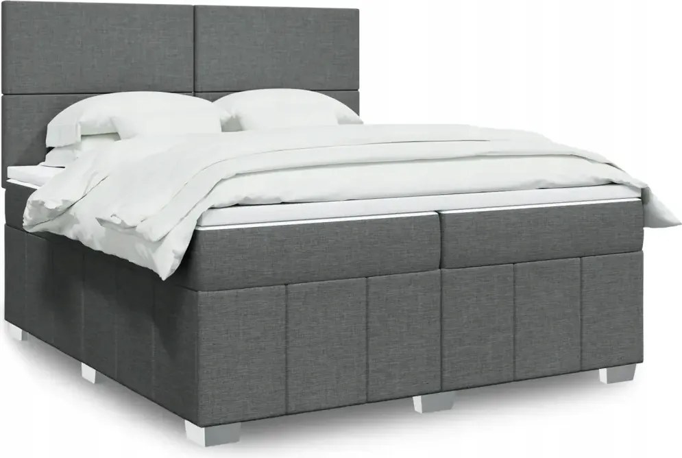 vidaXL Boxspring posteľ s matracom tmavosivá 200x200 cm látka