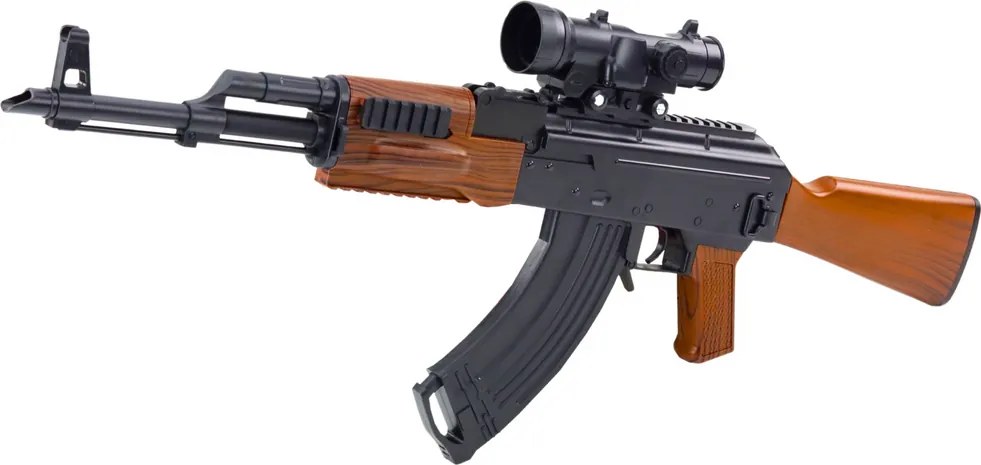LEAN Toys Puška AK na vodné guľôčky hydrogél s mieridlom a okuliarmi 96 cm