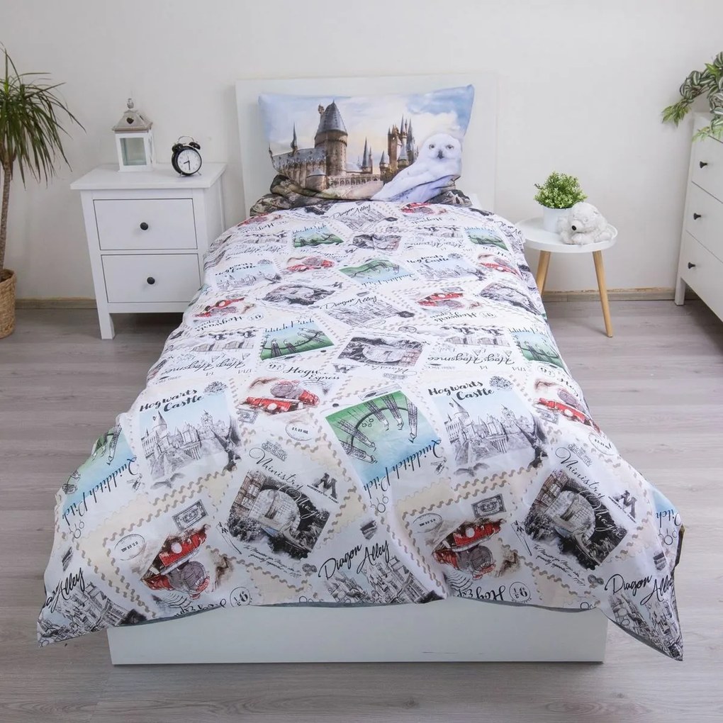 Jerry Fabrics Bavlnené obliečky Harry Potter Hedwig 02, 140 x 200 cm, 70 x 90 cm