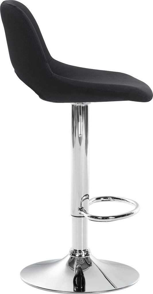 Barová stolička Camden - zamat, chróm rám - Čierna