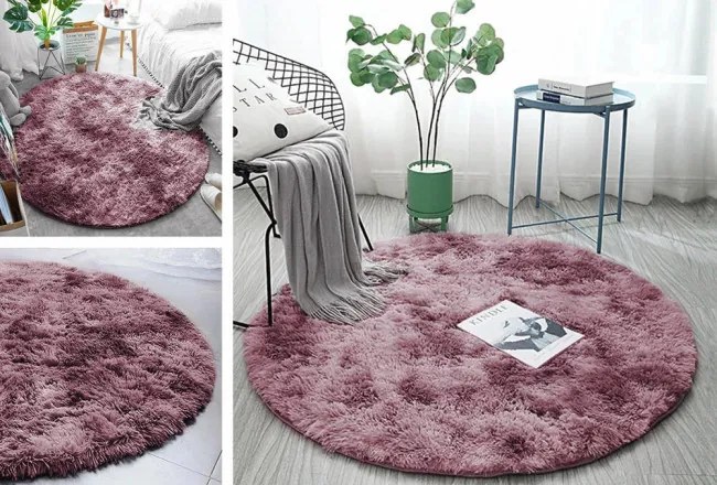 Protišmykový koberec SHAGGY ombré, červený kruh