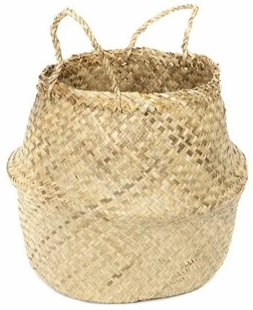 Compactor Pletený úložný košík z morskej trávy Belly, 45 x 36 cm, prírodná, L