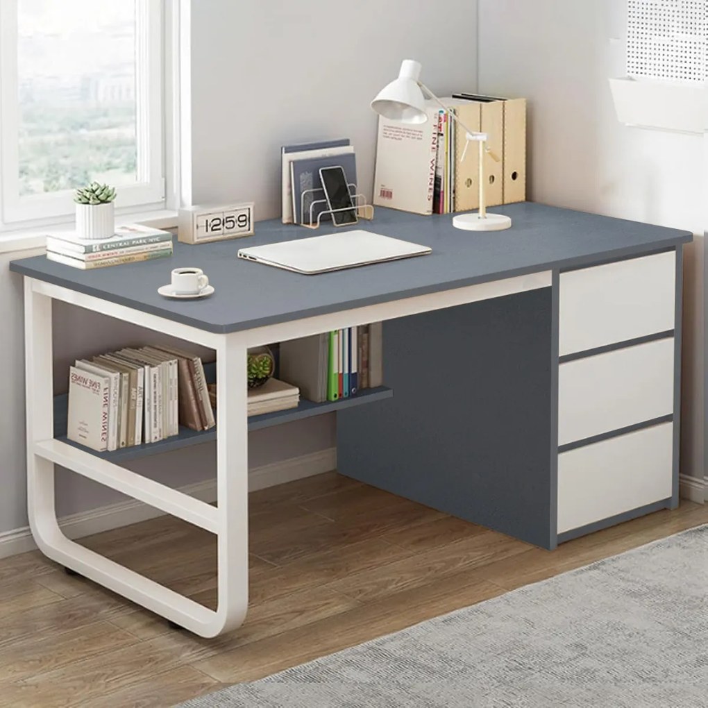 Písací stôl MELANY 120, biela/antracit