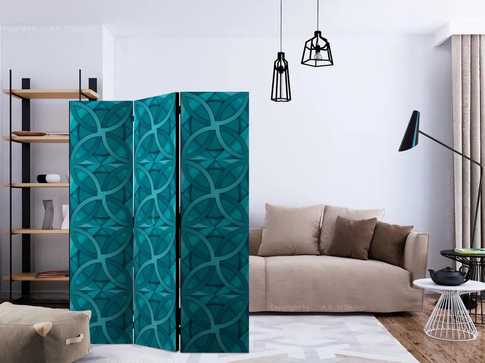 Goemetrický tyrkysový paravan  - Geometric Turquoise [Room Dividers]