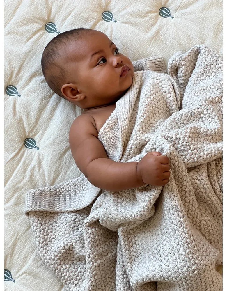 Svetložltá/modrá prešívaná detská deka z Bio bavlny 90x120 cm Balloon – Cam Cam Copenhagen