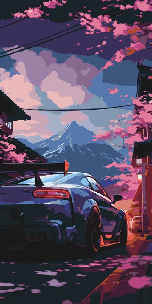 Gario Maľovanie podľa čísel Auto v Japonsku Rozmery: 40 x 80 cm, Rámovanie: S vnútorným rámom