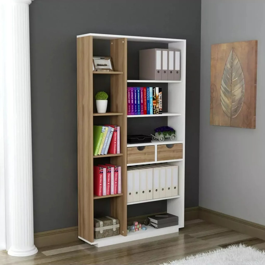 Biela walnut drevená knižnica Luma HANAH HOME