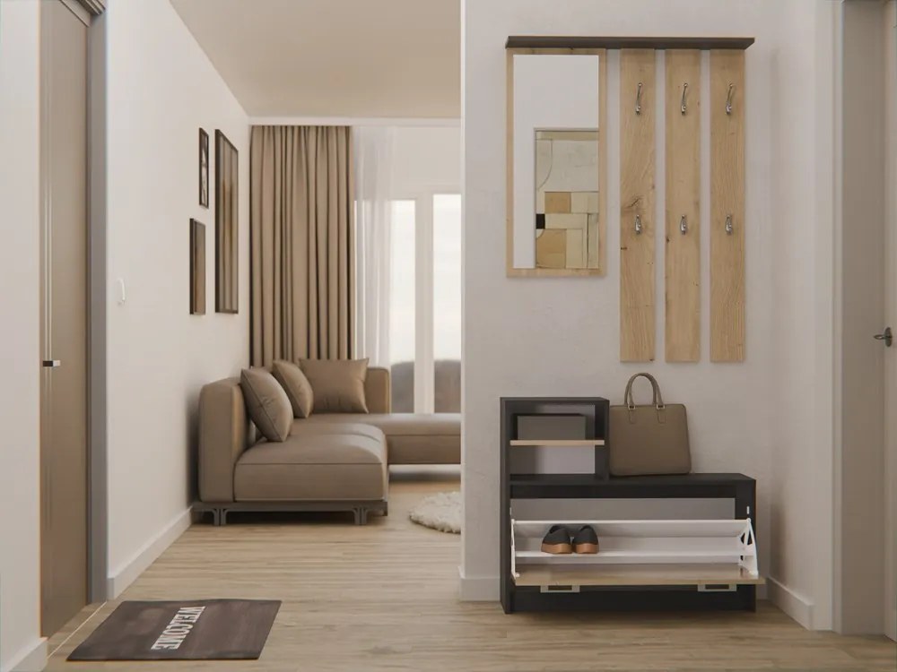 Predsieňová stena GARDE 85 cm antracit/dub artisan