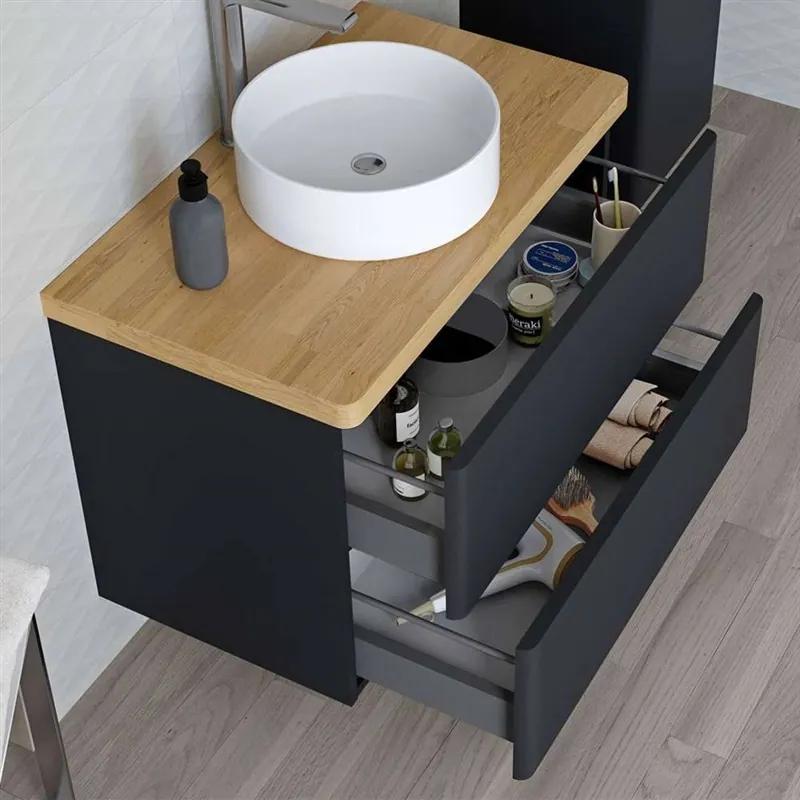 Mereo, Siena, kúpeľňová skrinka s keramickým umývadlom 61 cm, biela , antracit , čierna, MER-CN440
