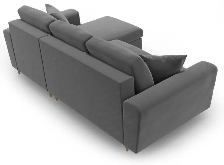 Svetlosivá zamatová rozkladacia/s úložným priestorom rohová pohovka Kyoto – Cosmopolitan Design