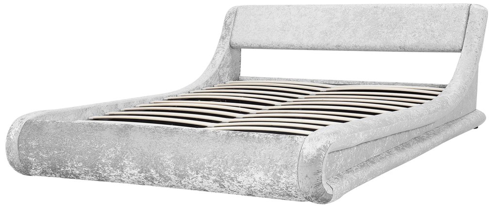 Zamatová posteľ s úložným priestorom 180 x 200 cm strieborná AVIGNON Beliani