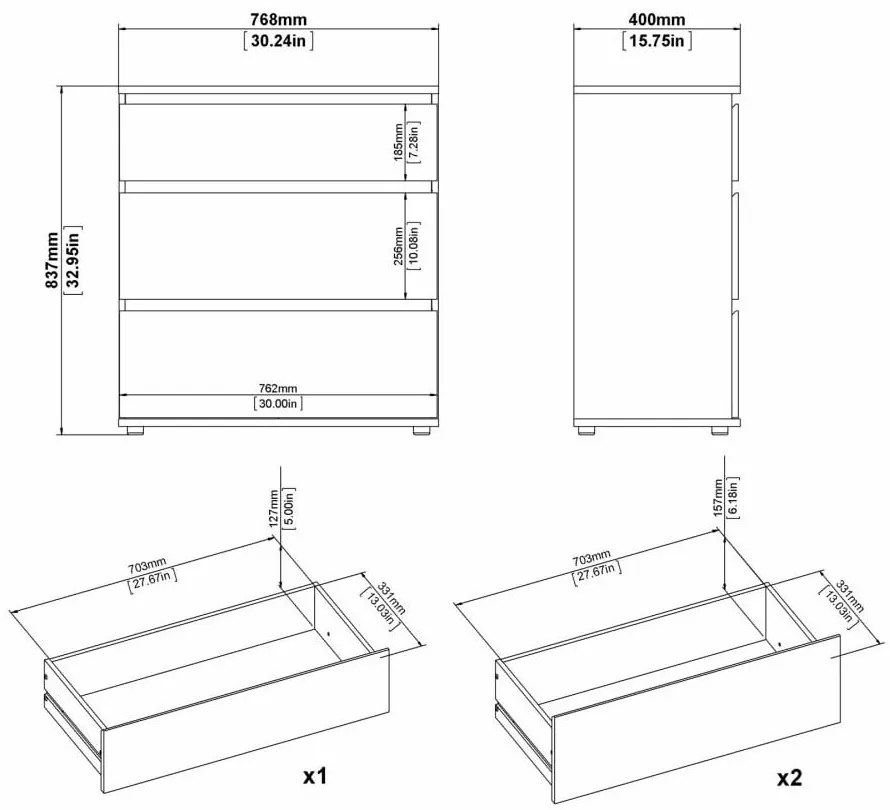 Biela nízka komoda 77x84 cm Nova – Tvilum