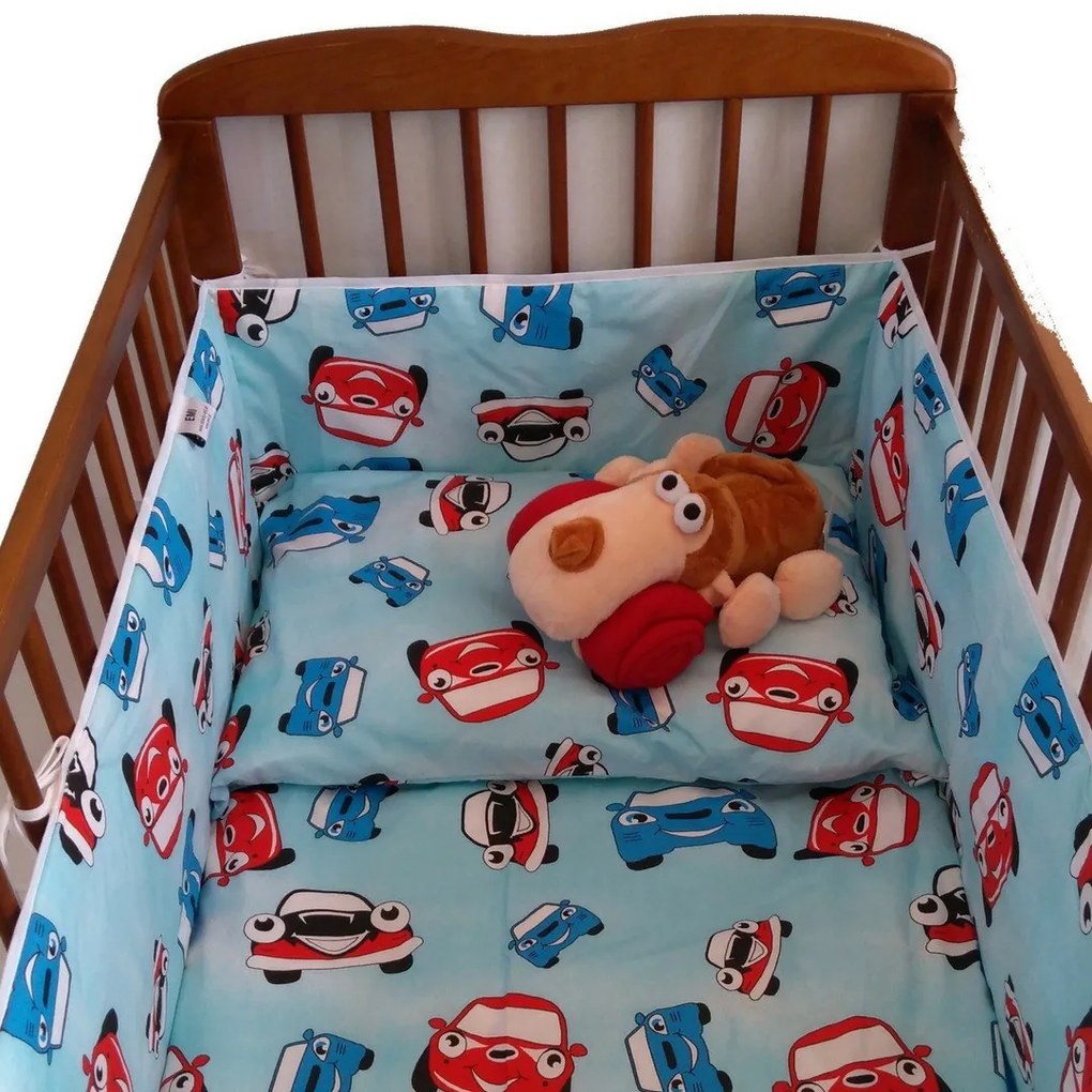 Mantinel do postieľky autá modré EMI:  Detská postieľka 70x140cm