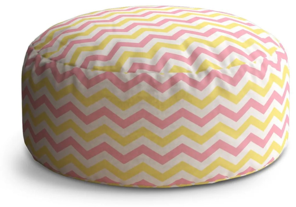 Sablio Taburet Ružové a žlté cikcaky: 38x48 cm