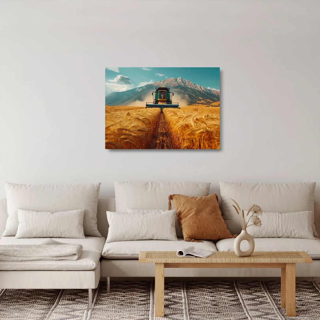 Sklenený obraz - Poľnohospodár (70x50 cm)