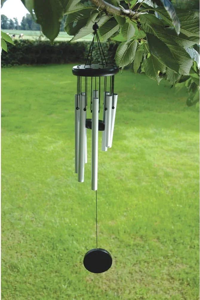 Závesná zvonkohra v striebornej farbe Esschert Design, výška 56,5 cm