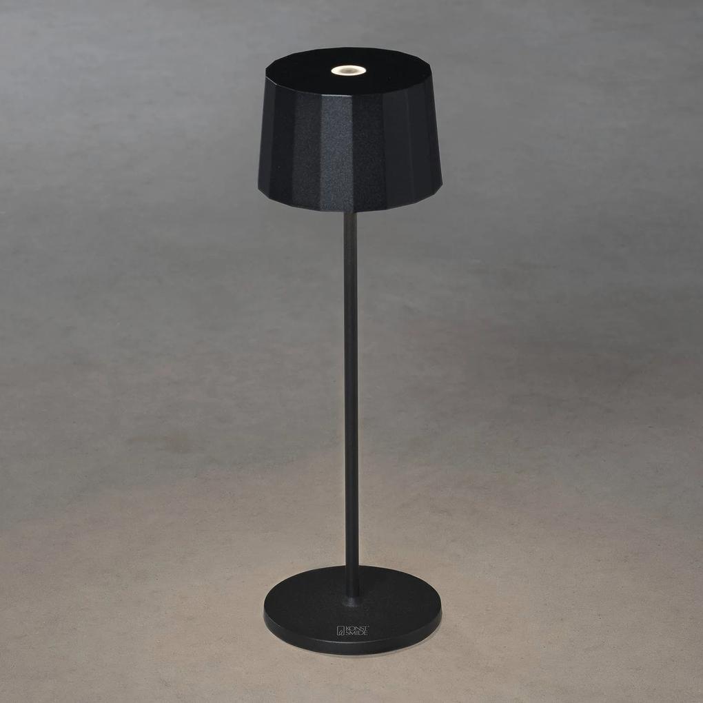 Stolná LED lampa Positano do exteriéru, čierna