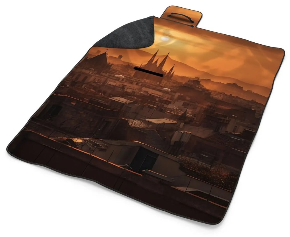 Sablio Plážová deka Barcelona Night Skyline: 200x140 cm