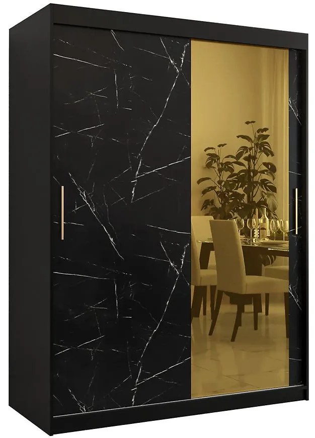 Skriňa Platinum T2 150 čierna marmur/čierna