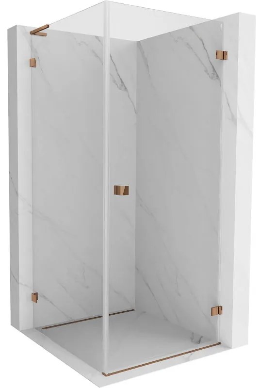 Mexen Lunar-B L, 1-krídlový sprchový kút, pravý, 80 x 80 cm, 8mm číre sklo, ružové zlato profil, 832L-080-080-60-00-P