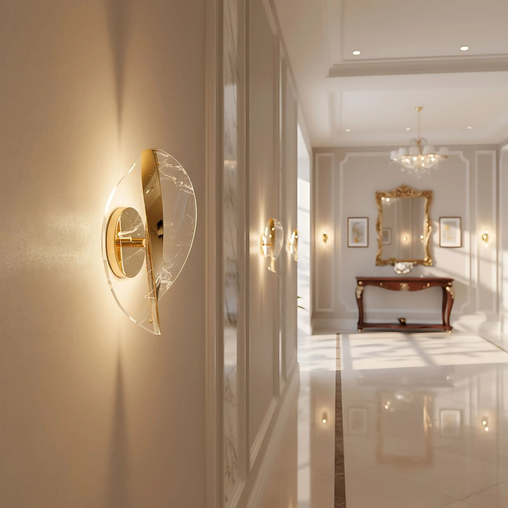 Toolight Toolight, LED nástenné svietidlo, 7W, 4000K, 1000lm, G128-W, zlatá lesklá, OSW-02602