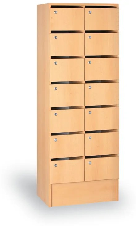 Skriňa s poštovými priehradkami, 14 priehradiek, buk