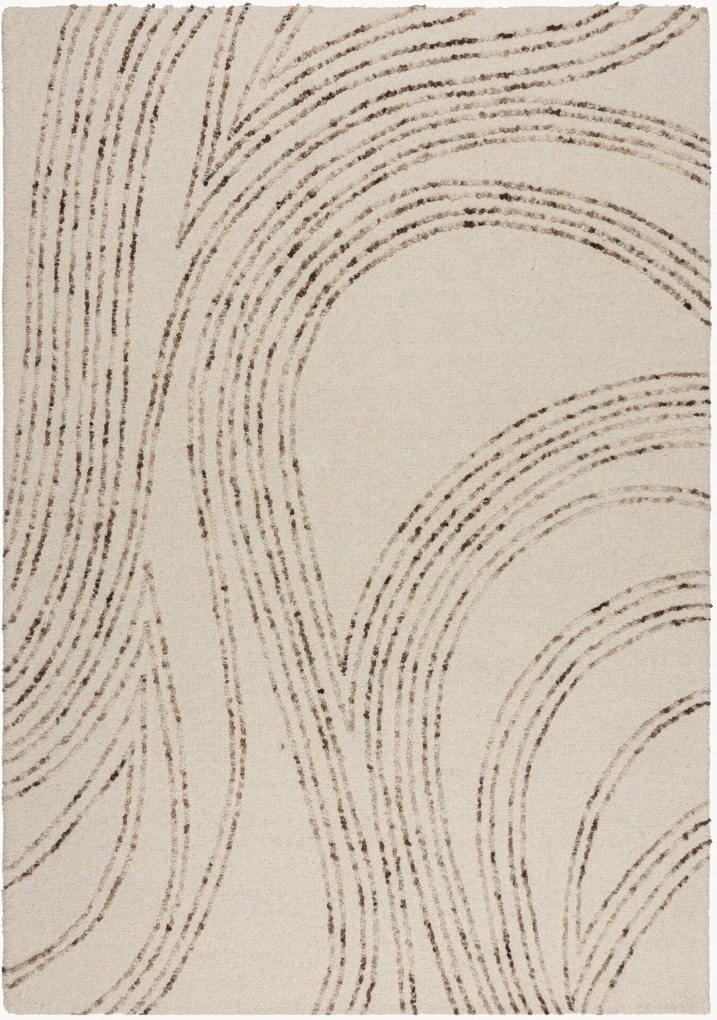 Ručne tuftovaný vlnený koberec's reliéfnou štruktúrou Abstract Swirl