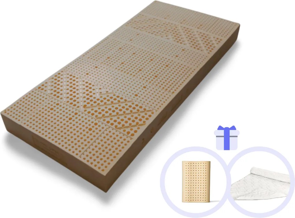 Novaya Latexový matrac EKO 100% prírodný (multizónový) Rozmer: 200x100, Poťahová látka: Silver Antipilling (protižmolkovací), Tvrdosť matraca: Stredne Tvrdý (72-77 kg/m3)