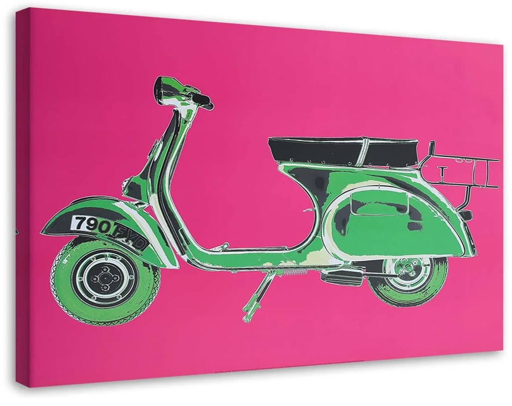 Gario Obraz na plátne Zelený skúter na ružovom pozadí Rozmery: 60 x 40 cm