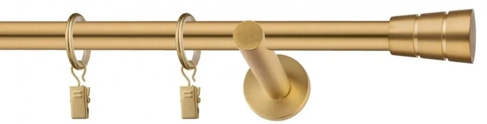 Dekorstudio Garniža jednoradová BASIC zlatá 19mm Dĺžka: 480cm, Typ uchytenia: Držiak modern, Typ príslušenstva: Krúžky tiché so štipcami