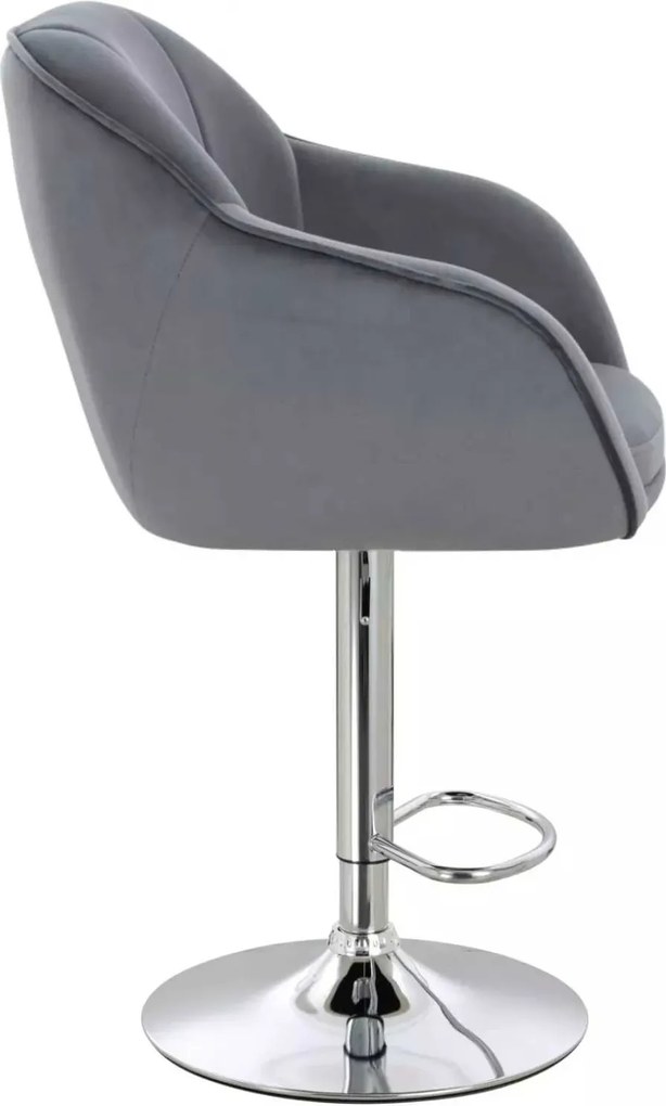 LuxuryForm DESIGN Barová stolička AVOLA VELUR na striebornom tanieri - tmavo šedá
