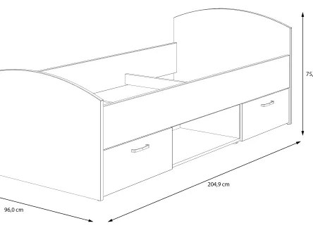 Jednolôžková posteľ s úložným priestorom URO 90x200 cm dub artisan/biela
