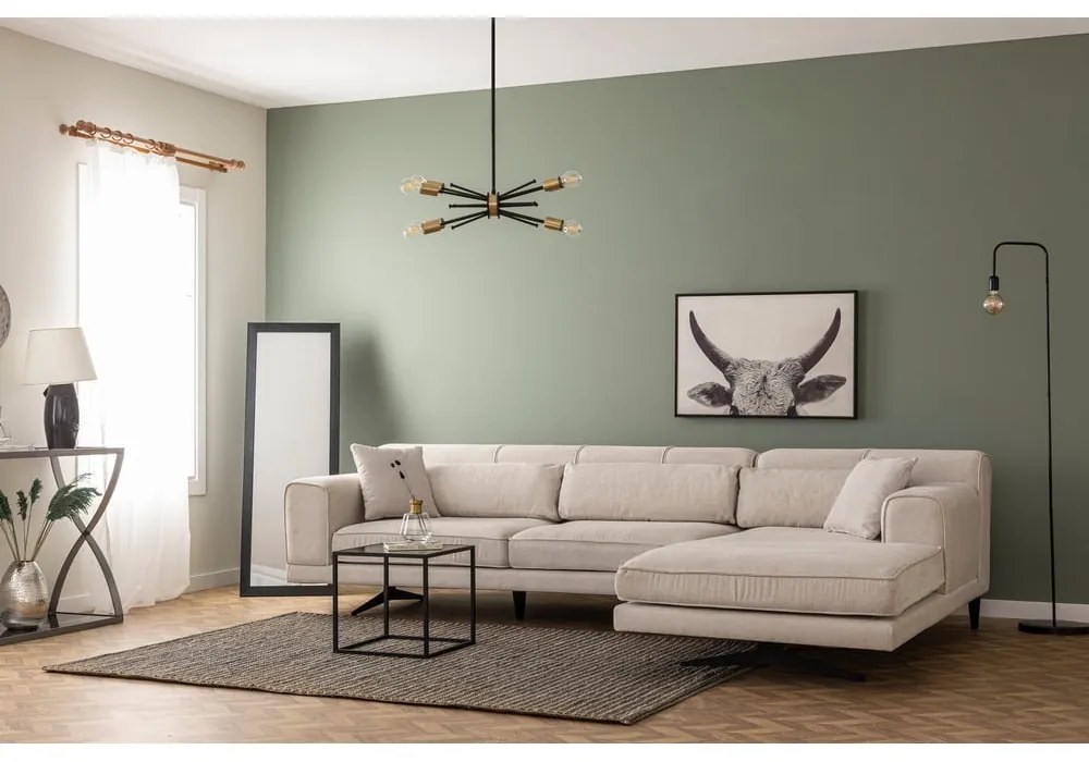 Svetlobéžová rohová pohovka Artie Jivago, pravý roh