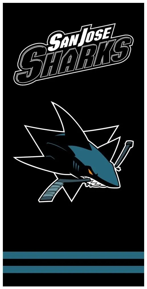 Hokejová bavlnená osuška NHL San Jose Sharks - black - 100% bavlna - 70 x 140 cm