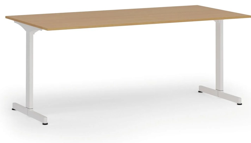 Kancelársky stôl PRIMO BETA, 180x90 cm, biela podnož, buk