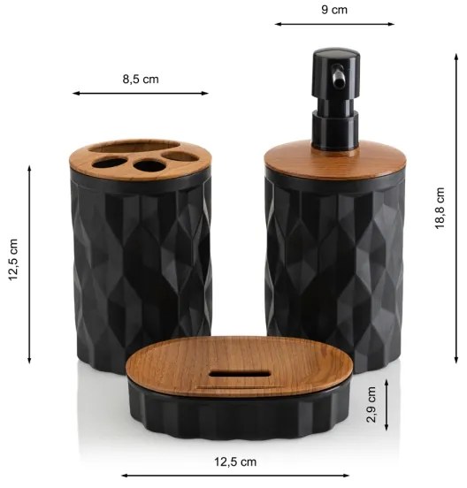 Kúpeľňový set REINA 5 ks čierna/hnedá