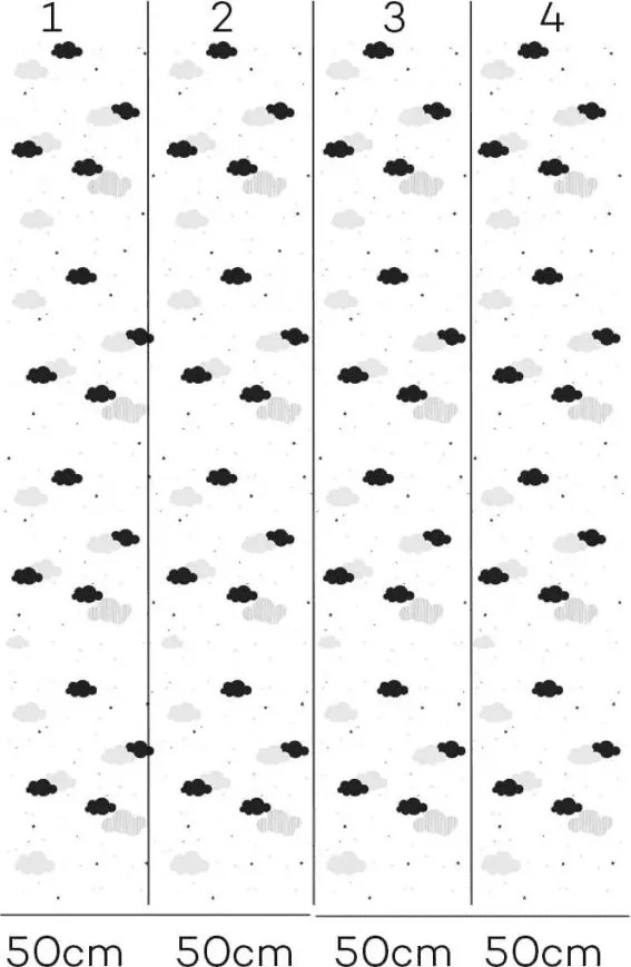 Tapeta mraky a modrej hviezdy 280x50 cm